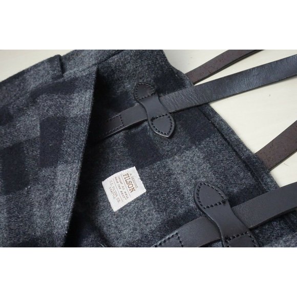 Filson Gray Black Wool Leather Strap Mackinaw Tote Bag - Picture 4 of 4